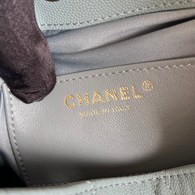 CHANEL 25S HOBO BAG 30 IN SOFT TEAL BLUE CAVIAR WITH GOLD HARDWARE