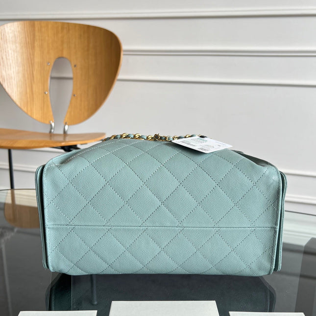 CHANEL 25S HOBO BAG 30 IN SOFT TEAL BLUE CAVIAR WITH GOLD HARDWARE