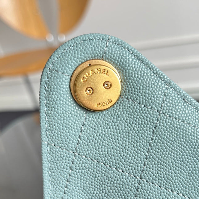 CHANEL 25S HOBO BAG 30 IN SOFT TEAL BLUE CAVIAR WITH GOLD HARDWARE