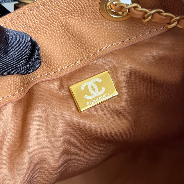 CHANEL 25S HOBO BAG 40 IN CARAMEL BROWN CAVIAR WITH GOLD HARDWARE