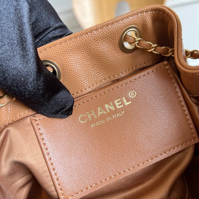 CHANEL 25S HOBO BAG 40 IN CARAMEL BROWN CAVIAR WITH GOLD HARDWARE