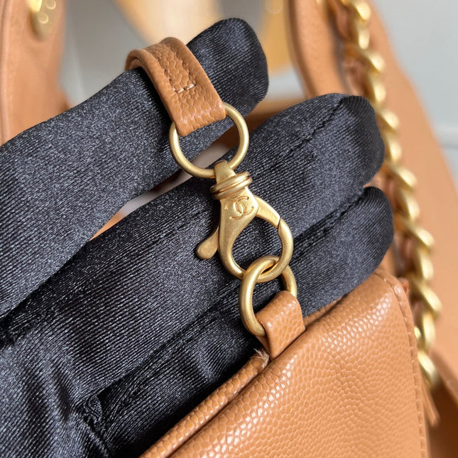 CHANEL 25S HOBO BAG 30 IN CARAMEL BROWN CAVIAR WITH GOLD HARDWARE