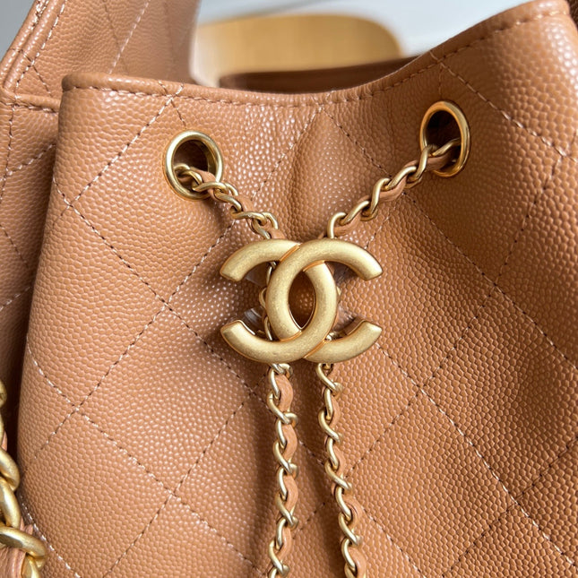 CHANEL 25S HOBO BAG 30 IN CARAMEL BROWN CAVIAR WITH GOLD HARDWARE