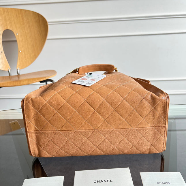 CHANEL 25S HOBO BAG 30 IN CARAMEL BROWN CAVIAR WITH GOLD HARDWARE