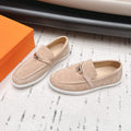 HM 26S KELLY PARIS LOAFERS IN SAND BROWN SUEDE SILVER HARDWARE