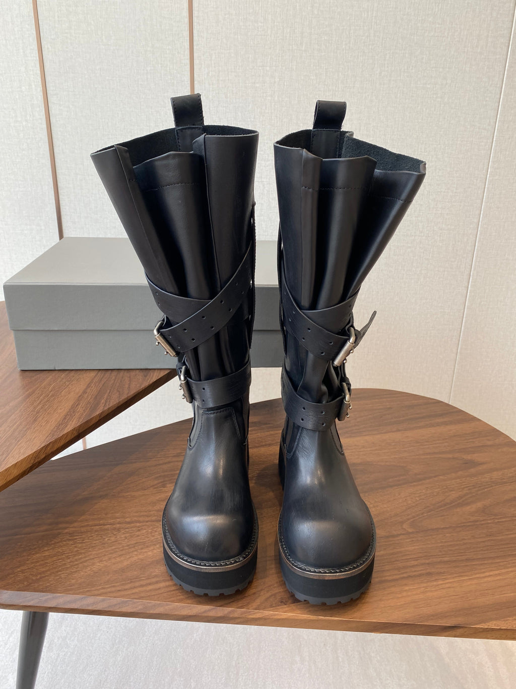 BALEN HIGH BUCKLE BOOTS IN BLACK CALFSKIN