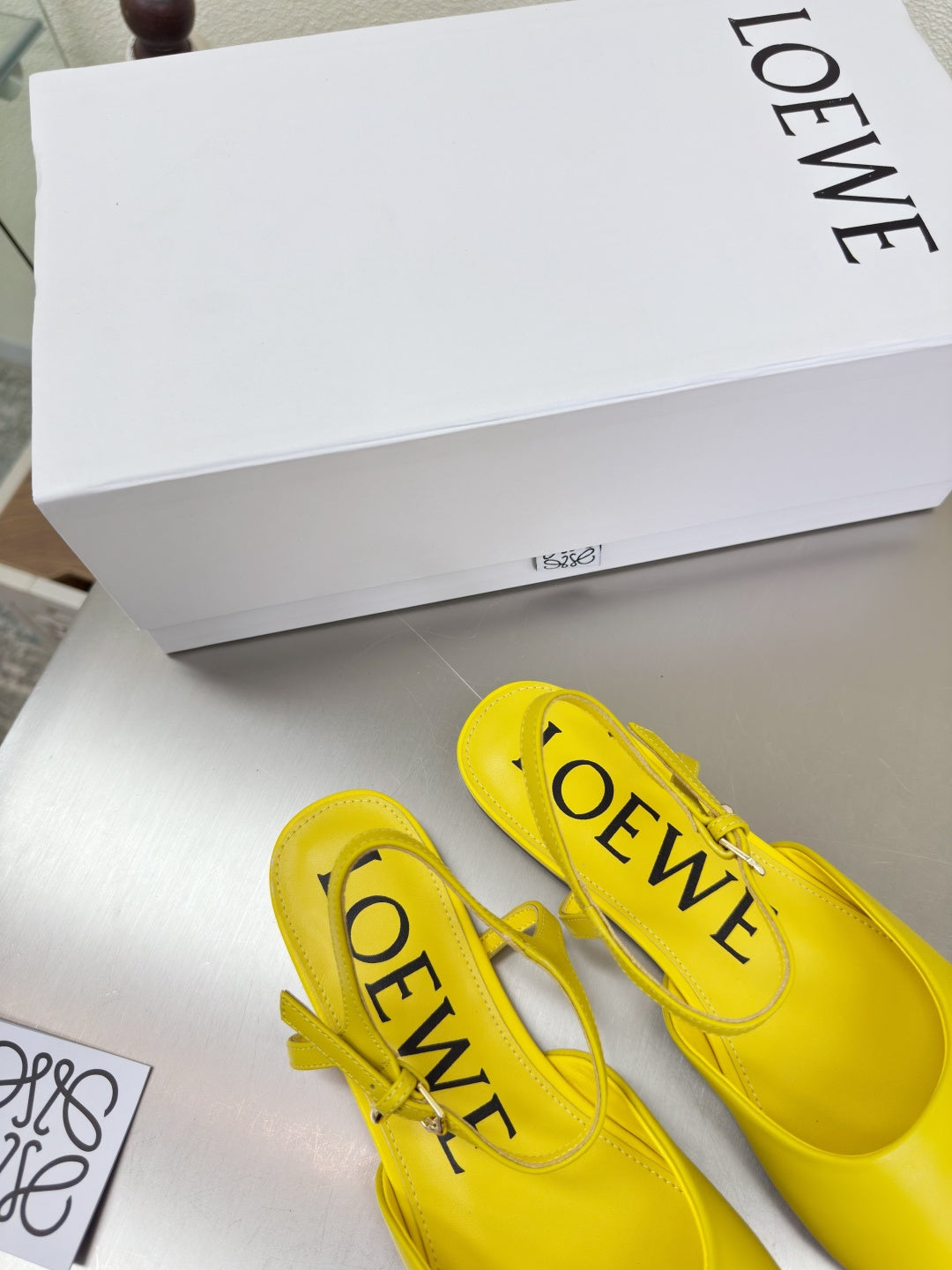 LOEWE 26S SLINGBACK FLAT PUMPS IN YELLOW CALFSKIN