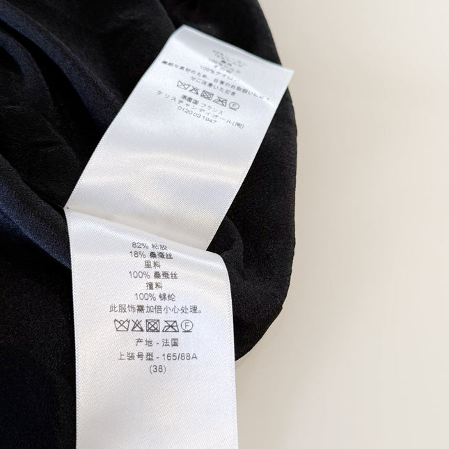 DIOR 25S EMBELLISHED-NECK BLACK VELVET DRESS 722