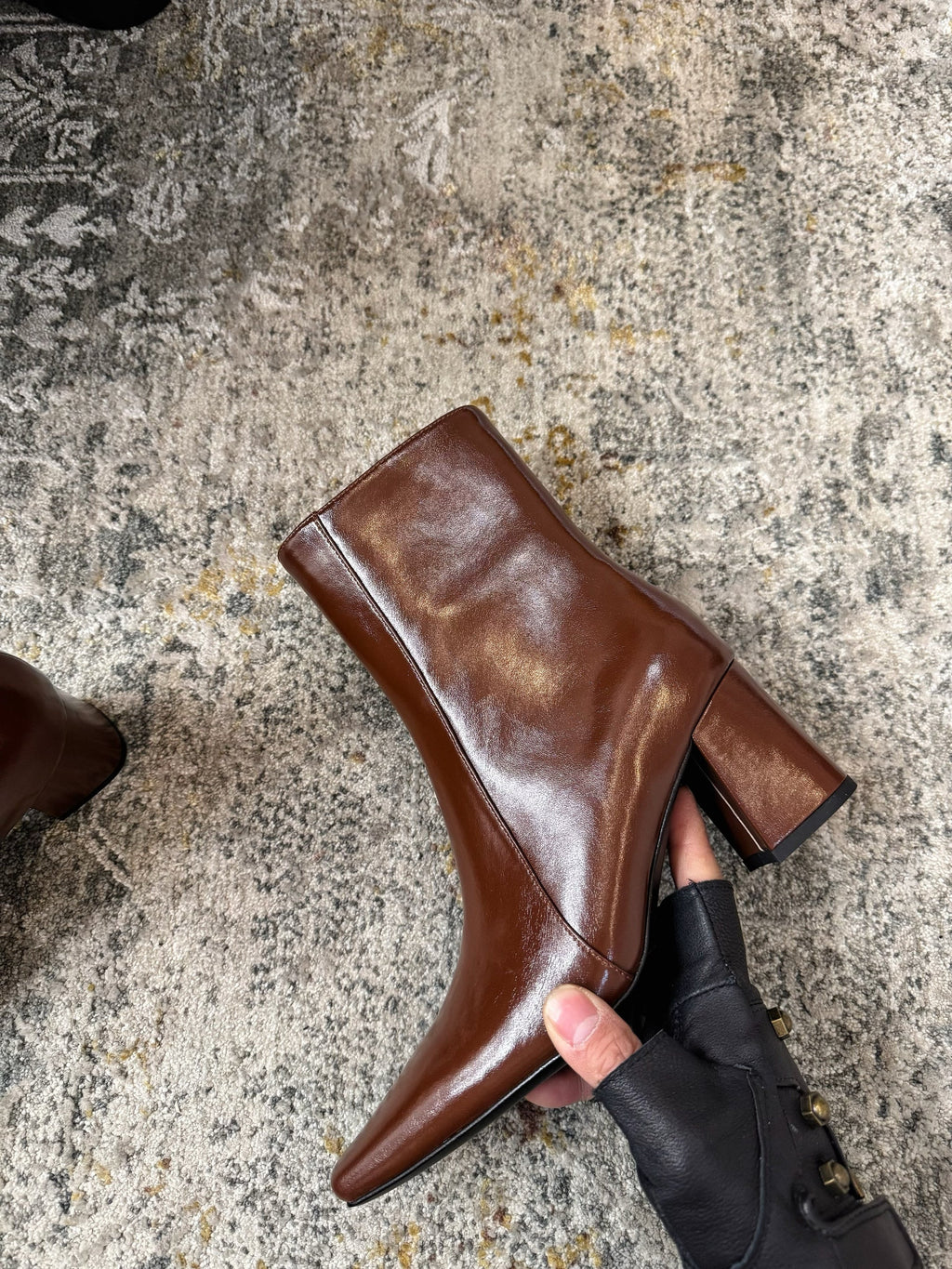 YSL 26S ANKLE BOOTS 70 MM IN BROWN SHINY CALFSKIN