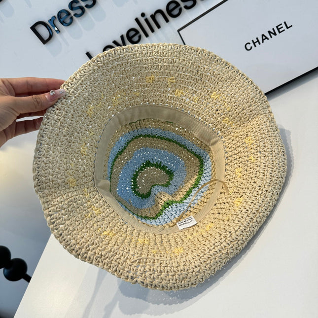 CHANEL 26S CROCHETED STRAW BUCKET HAT 337965