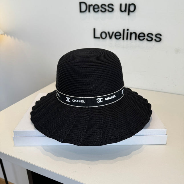 CHANEL 26S WIDE-BRIM HAT WITH LOGO BAND 337954