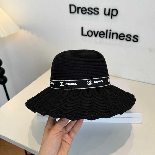 CHANEL 26S WIDE-BRIM HAT WITH LOGO BAND 337954