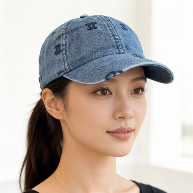 CHANEL 26S MONOGRAM CC DENIM BASEBALL CAP 337808
