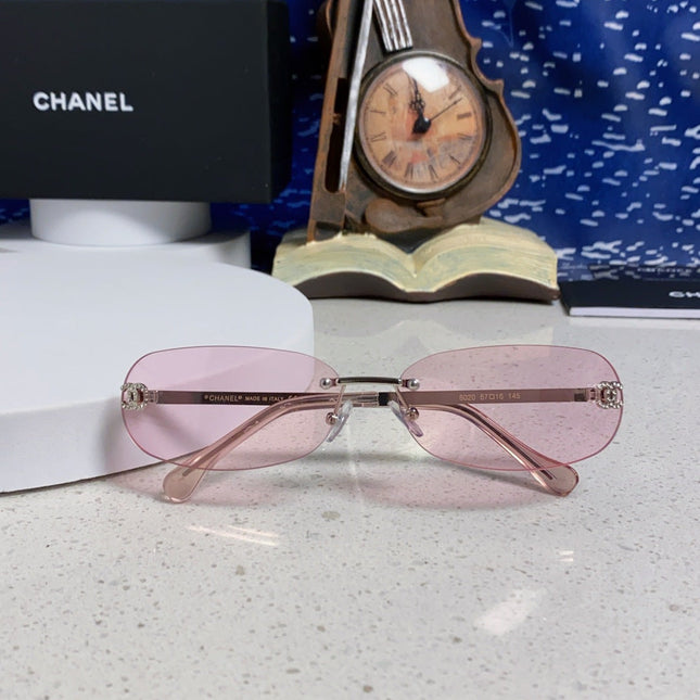 CHANEL RECTANGLE SUNGLASSES PINK IN METAL 948114
