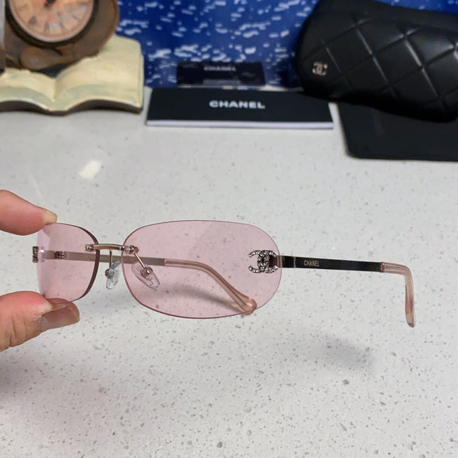 CHANEL RECTANGLE SUNGLASSES PINK IN METAL 948114