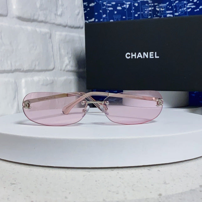 CHANEL RECTANGLE SUNGLASSES PINK IN METAL 948114