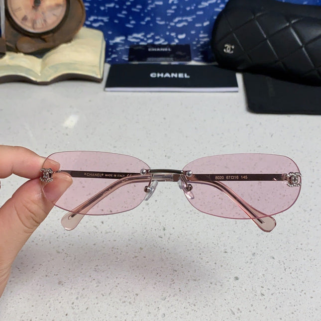 CHANEL RECTANGLE SUNGLASSES PINK IN METAL 948114