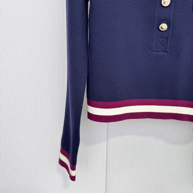 CHANEL 25S LONG-SLEEVE KNIT POLO SHIRT 589