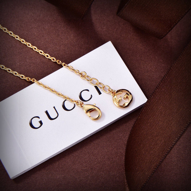 GUCCI 26S LETTER LOGO PEARL CHAIN NECKLACE IN GOLD TONE METAL