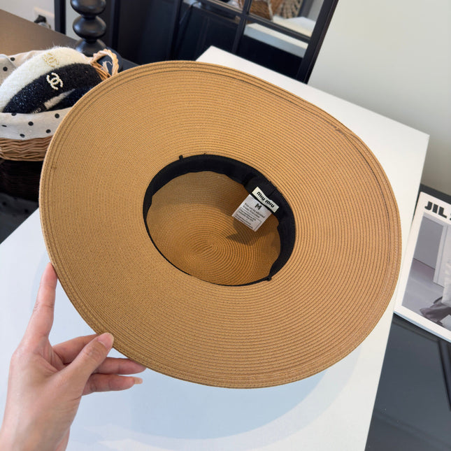 MIUMIU WIDE-BRIM BUCKET HAT WITH BOW STYLE 55