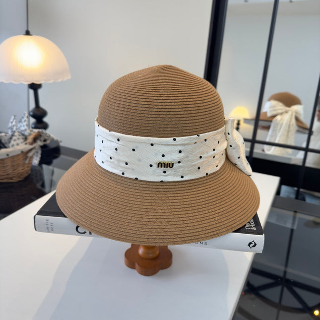 MIUMIU WIDE-BRIM BUCKET HAT WITH BOW STYLE 44