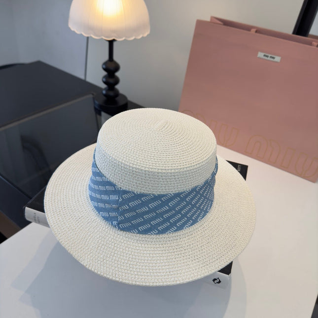 MIUMIU FLAT-BRIM STRAW HAT STYLE 41