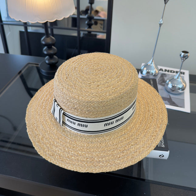 MIUMIU FLAT-BRIM STRAW HAT STYLE 16