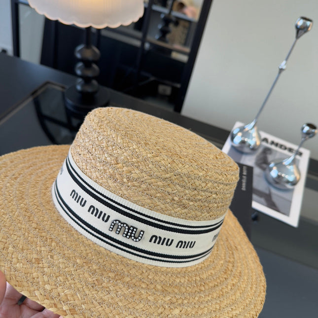 MIUMIU FLAT-BRIM STRAW HAT STYLE 16