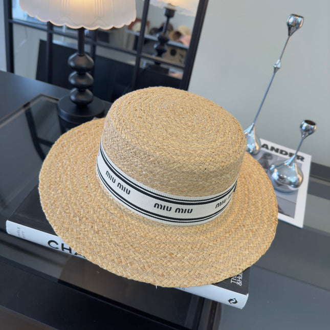 MIUMIU FLAT-BRIM STRAW HAT STYLE 16
