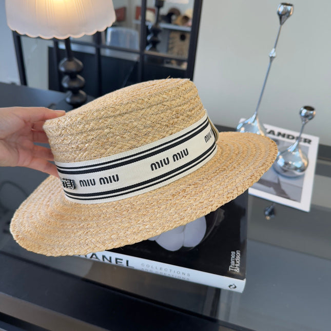 MIUMIU FLAT-BRIM STRAW HAT STYLE 16