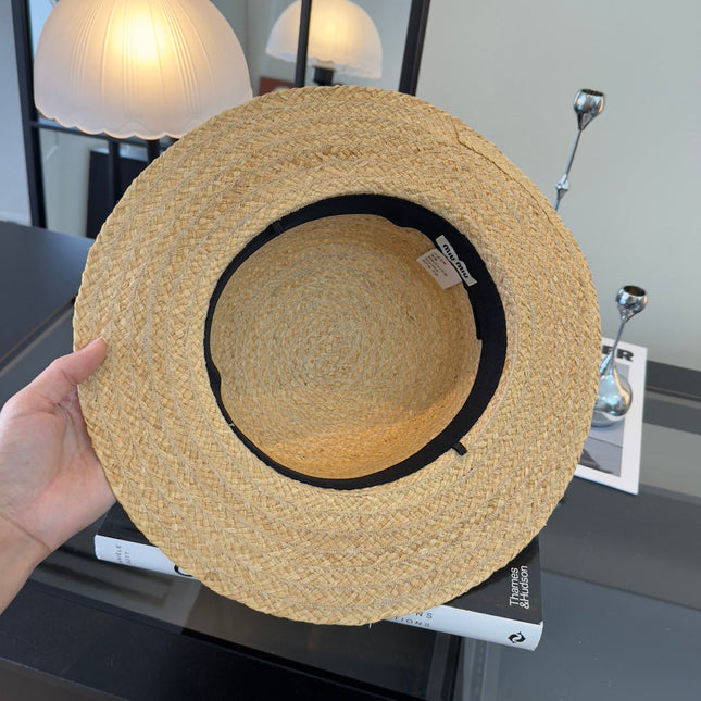 MIUMIU FLAT-BRIM STRAW HAT STYLE 16