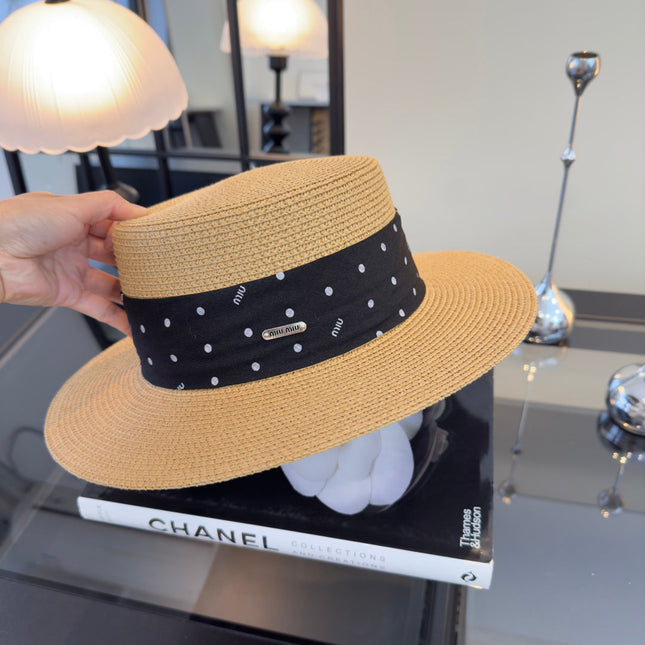 MIUMIU FLAT-BRIM STRAW HAT STYLE 15