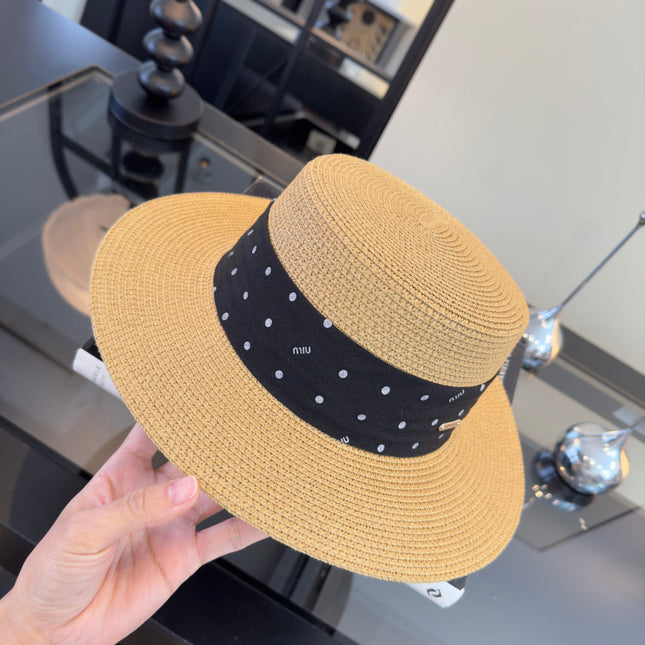 MIUMIU FLAT-BRIM STRAW HAT STYLE 15