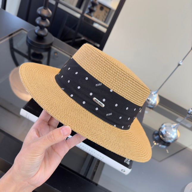 MIUMIU FLAT-BRIM STRAW HAT STYLE 15