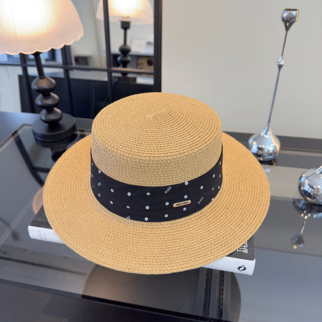 MIUMIU FLAT-BRIM STRAW HAT STYLE 15