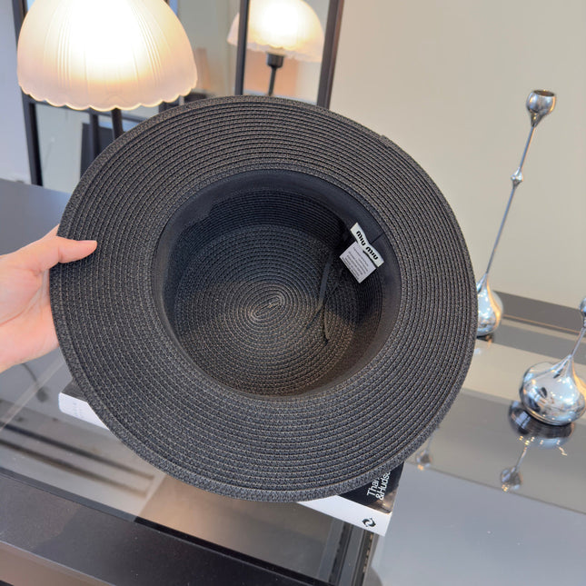MIUMIU FLAT-BRIM STRAW HAT STYLE 14