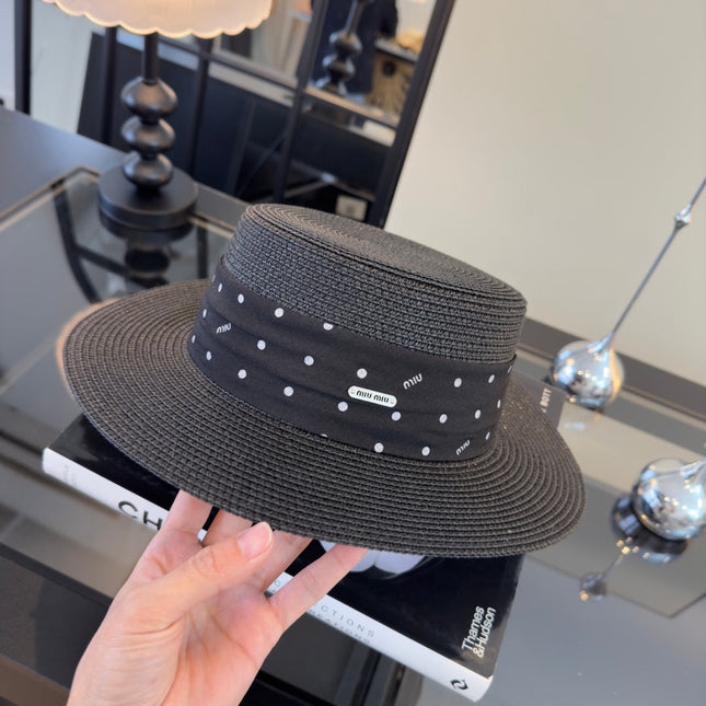 MIUMIU FLAT-BRIM STRAW HAT STYLE 14