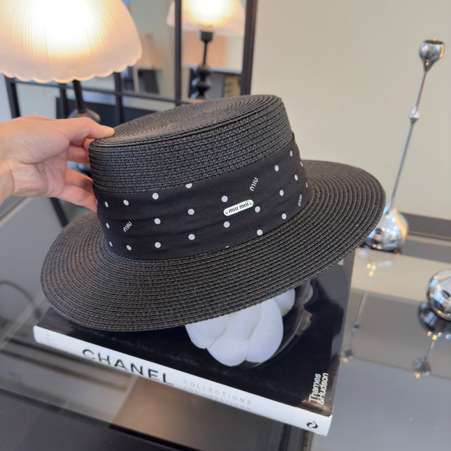 MIUMIU FLAT-BRIM STRAW HAT STYLE 14