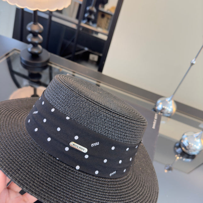MIUMIU FLAT-BRIM STRAW HAT STYLE 14