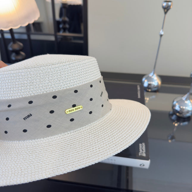 MIUMIU FLAT-BRIM STRAW HAT STYLE 13