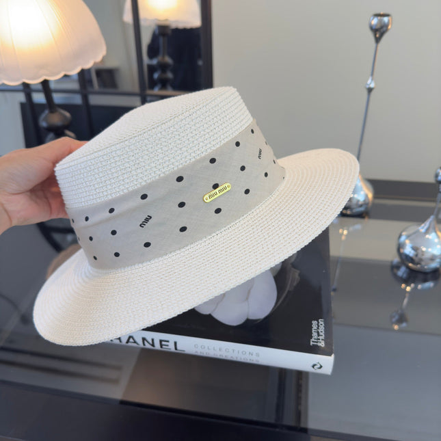 MIUMIU FLAT-BRIM STRAW HAT STYLE 13