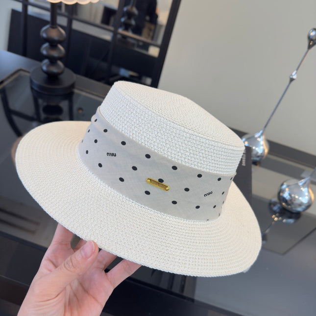 MIUMIU FLAT-BRIM STRAW HAT STYLE 13