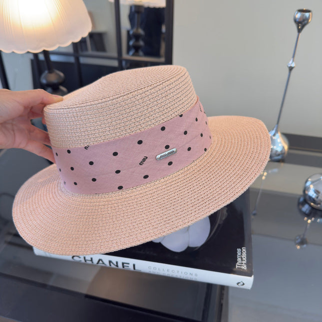 MIUMIU FLAT-BRIM STRAW HAT STYLE 12