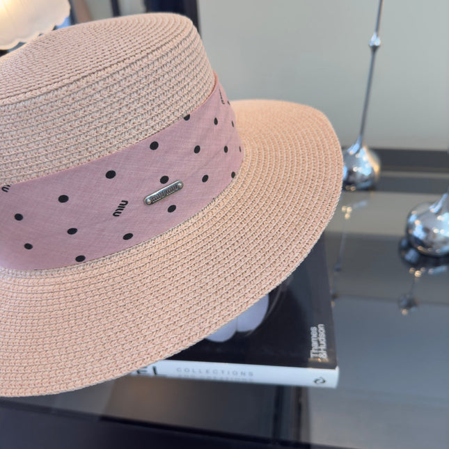 MIUMIU FLAT-BRIM STRAW HAT STYLE 12