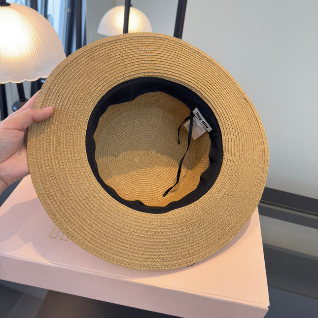 MIUMIU FLAT-BRIM STRAW HAT STYLE 11