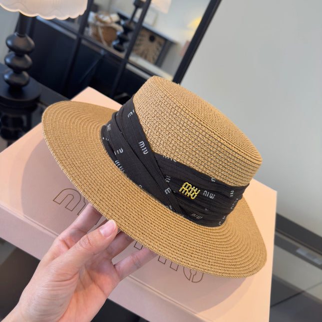 MIUMIU FLAT-BRIM STRAW HAT STYLE 11