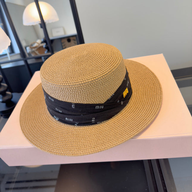 MIUMIU FLAT-BRIM STRAW HAT STYLE 11