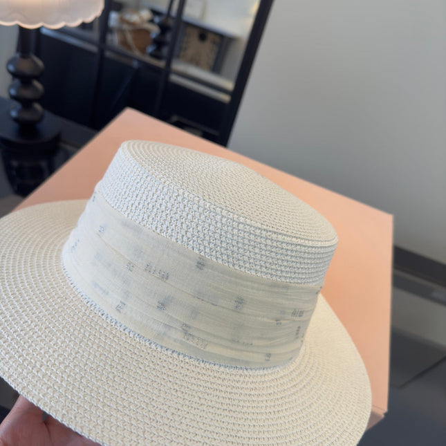 MIUMIU FLAT-BRIM STRAW HAT STYLE 10