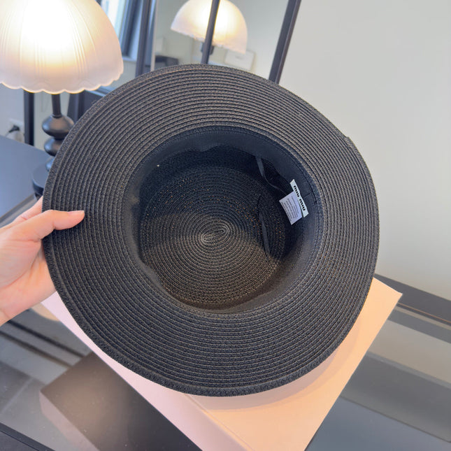 MIUMIU FLAT-BRIM STRAW HAT STYLE 9