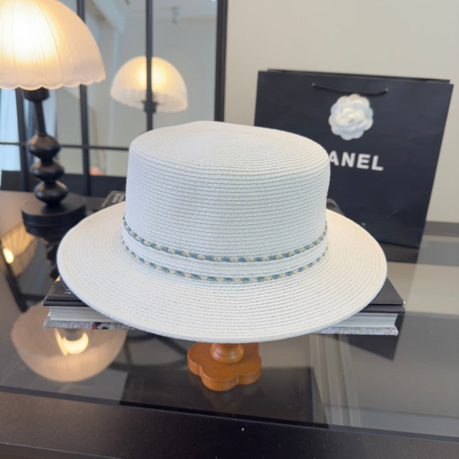 CHANEL 26S FLAT-BRIM STRAW HAT 338059